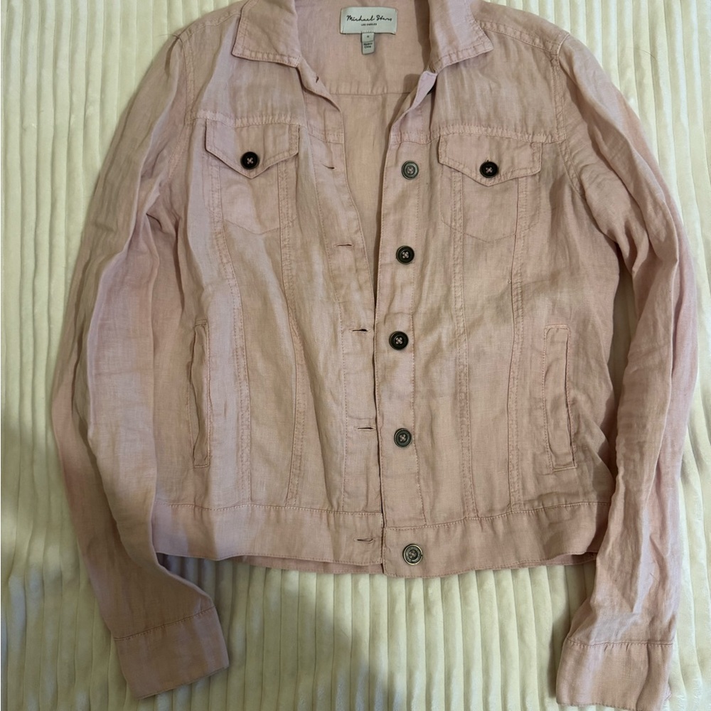 Michael Stars Dusty Blush Pink Linen Jean Jacket